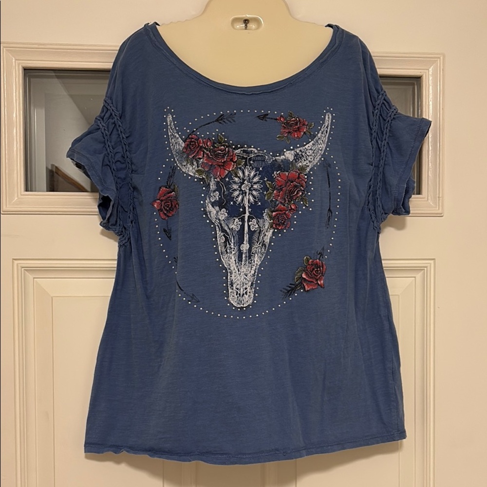 Blue Rhinestone cowboy Top